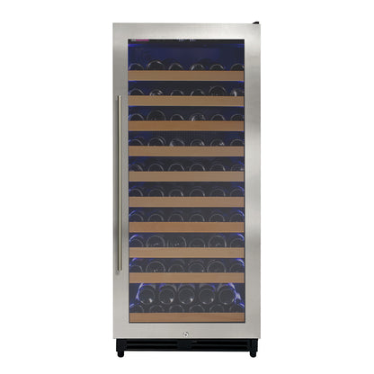 Allvaino 119 Bottle 55-Inch Tall Single Zone Right Hinge Stainless Steel Wine Refrigerator
