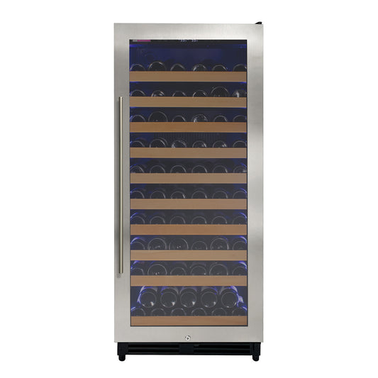 Allvaino 119 Bottle 55-Inch Tall Single Zone Right Hinge Stainless Steel Wine Refrigerator