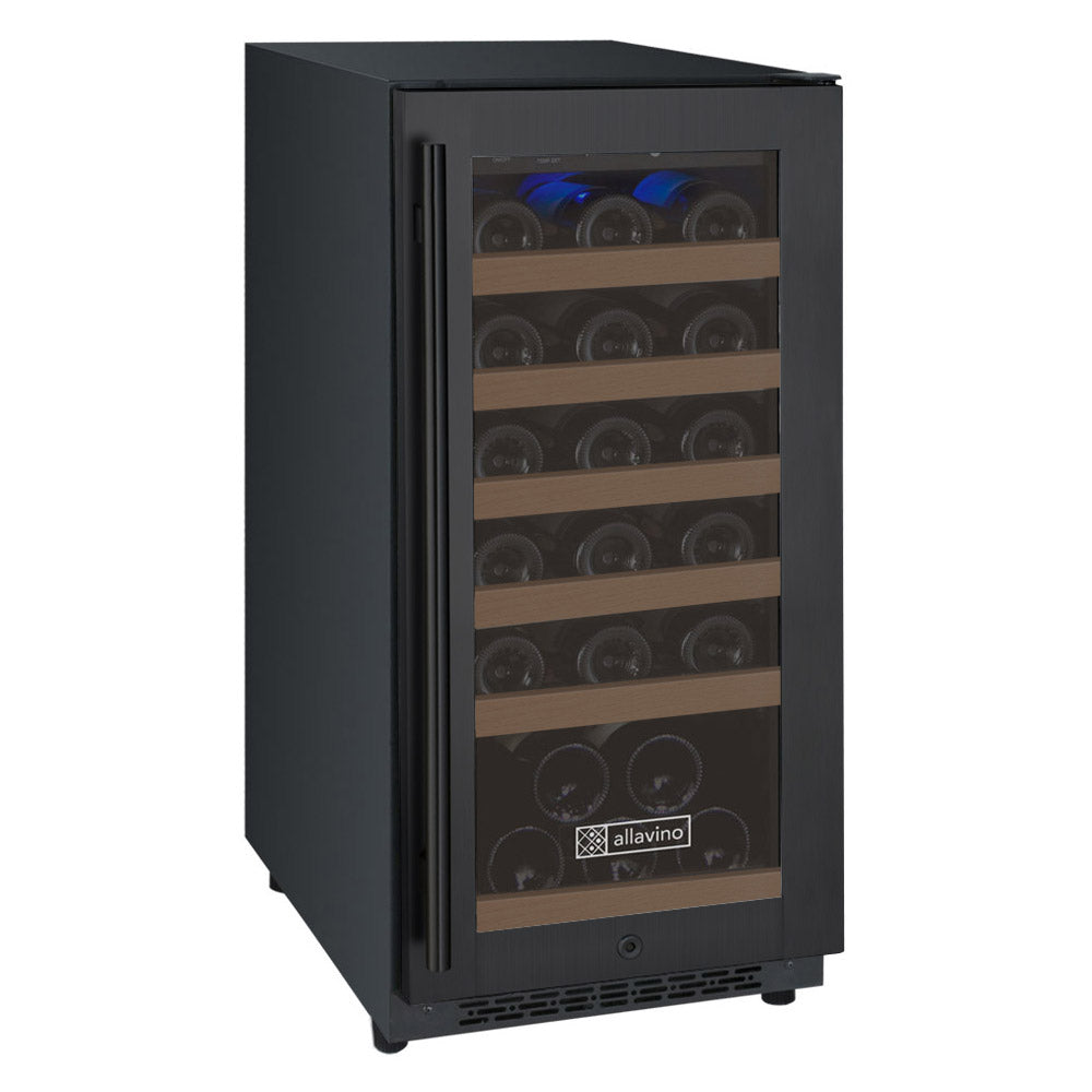Allavino 15-Inch Wide FlexCount II Tru-Vino 30 Bottle Single Zone Black Wine Refrigerator