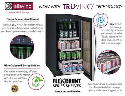 Allavino 15-Inch Wide FlexCount II Tru-Vino Stainless Steel Right Hinge Beverage Center