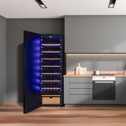 Allavino 185 Bottle Single Zone Wine Vault with Solid Black Right Hinge Door