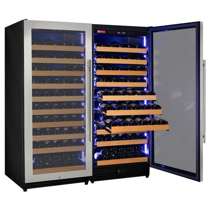 Allavino 238 Bottle 55-Inch Tall Dual Zone Side-by-Side Stainless Steel Wine Refrigerator