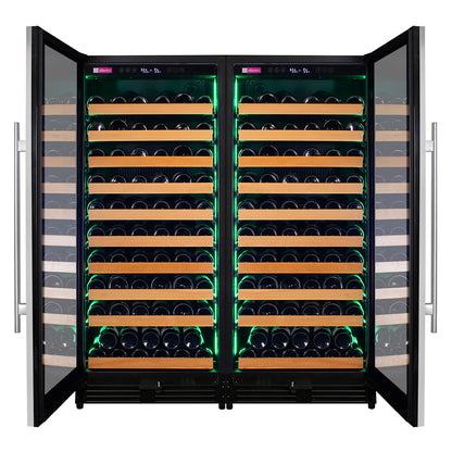 Allavino 238 Bottle 55-Inch Tall Dual Zone Side-by-Side Stainless Steel Wine Refrigerator