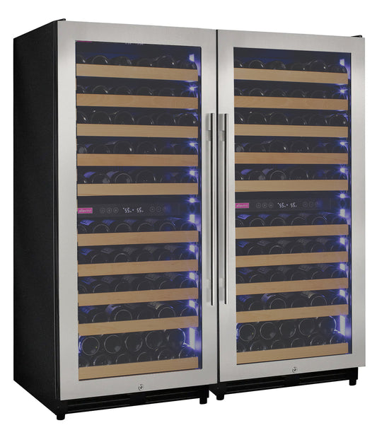 Allavino 238 Bottle 55-Inch Tall Four Zone Side-by-Side Stainless Steel Wine Refrigerator