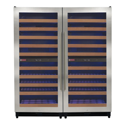Allavino 238 Bottle 55-Inch Tall Four Zone Side-by-Side Stainless Steel Wine Refrigerator