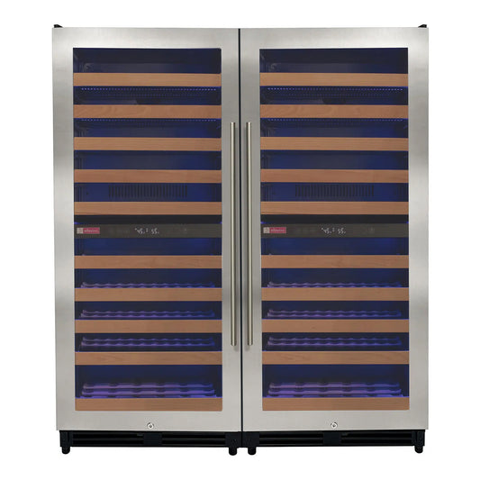 Allavino 238 Bottle 55-Inch Tall Four Zone Side-by-Side Stainless Steel Wine Refrigerator
