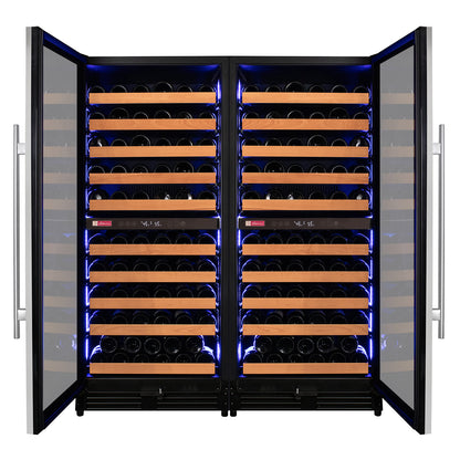 Allavino 238 Bottle 55-Inch Tall Four Zone Side-by-Side Stainless Steel Wine Refrigerator
