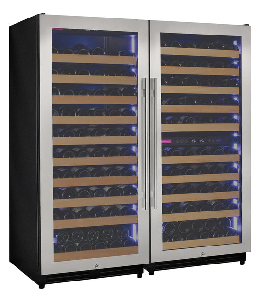 Allavino 238 Bottle 55-Inch Tall Three Zone Side-by-Side Stainless Steel Wine Refrigerator