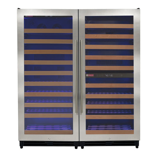 Allavino 238 Bottle 55-Inch Tall Three Zone Side-by-Side Stainless Steel Wine Refrigerator