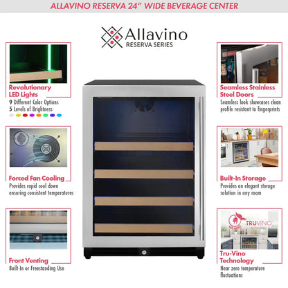 Allavino 24-Inch Wide Reserva Series Stainless Steel Left Hinge Beverage Center