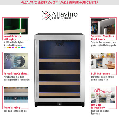 Allavino 24-Inch Wide Reserva Series Stainless Steel Right Hinge Beverage Center