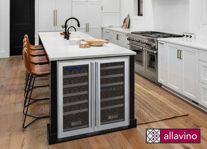 Allavino FlexCount 60 Bottle Three Zone Undercounter Side-by-Side Wine Refrigerators with Stainless Steel Doors