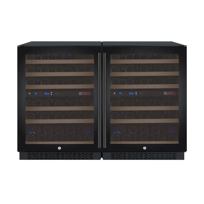 Allavino FlexCount Series 112 Bottle Four Zone Undercounter Side-by-Side Wine Refrigerators with Black Doors