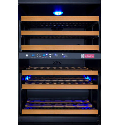 Allavino FlexCount Series 112 Bottle Four Zone Undercounter Side-by-Side Wine Refrigerators with Black Doors