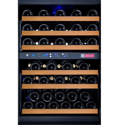 Allavino FlexCount Series 112 Bottle Four Zone Undercounter Side-by-Side Wine Refrigerators with Black Doors