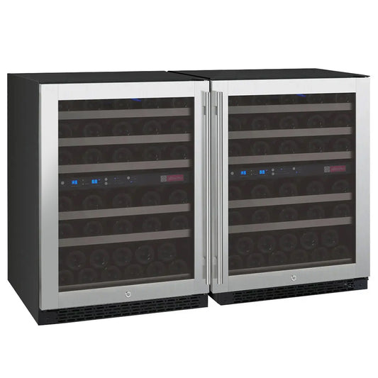 Allavino FlexCount Series 112 Bottle Four Zone Undercounter Side-by-Side Wine Refrigerators with Stainless Steel Doors