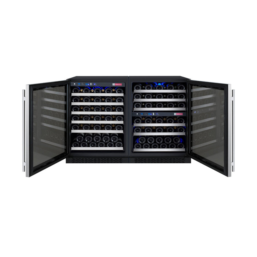 Allavino FlexCount Series 112 Bottle Three Zone Built-in Side-by-Side Wine Refrigerators with Stainless Steel Doors