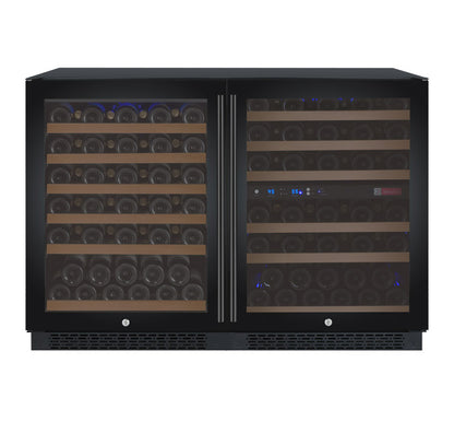 Allavino FlexCount Series 112 Bottle Three Zone built-in Side-by-Side Wine Refrigerators with Black Doors