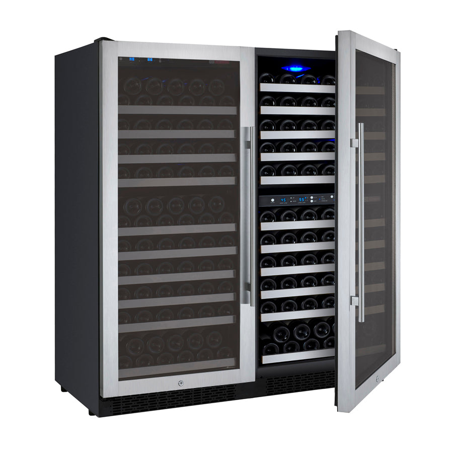 Allavino FlexCount Series 249 Bottle Three Zone Semi-Tall Side-by-Side Wine Refrigerators with Stainless Steel Doors