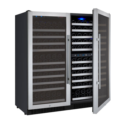 Allavino FlexCount Series 249 Bottle Three Zone Semi-Tall Side-by-Side Wine Refrigerators with Stainless Steel Doors
