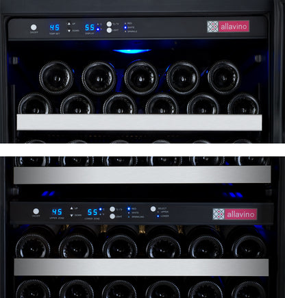 Allavino FlexCount Series 249 Bottle Three Zone Semi-Tall Side-by-Side Wine Refrigerators with Stainless Steel Doors