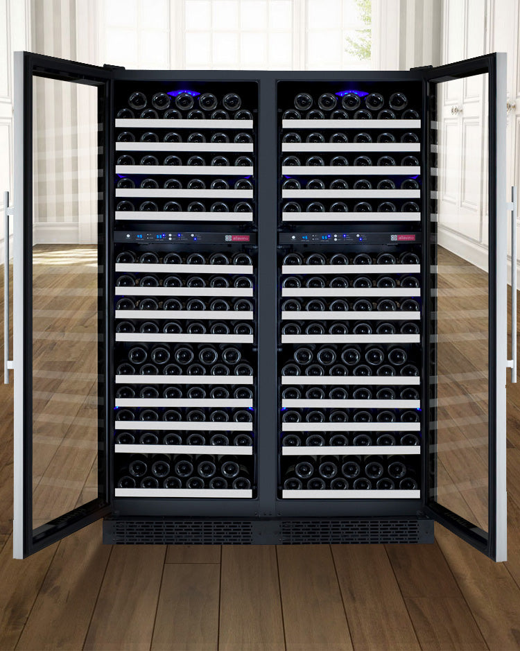 Allavino FlexCount Series 344 Bottle Four-Zone Tall Side-by-Side Wine Refrigerators with Stainless Steel Doors