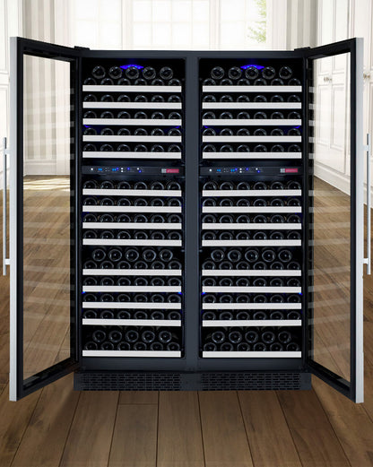 Allavino FlexCount Series 344 Bottle Four-Zone Tall Side-by-Side Wine Refrigerators with Stainless Steel Doors