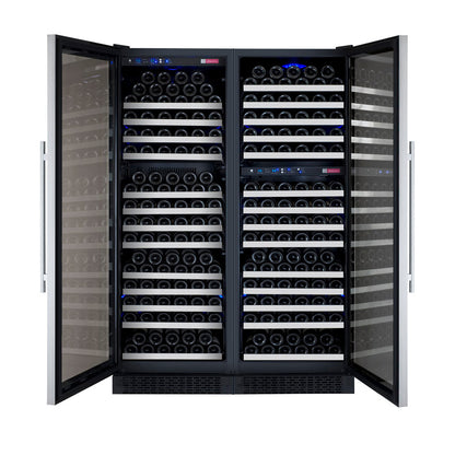 Allavino FlexCount Series 349 Bottle Tall Three Zone Side-by-Side Wine Refrigerators with Stainless Steel Doors
