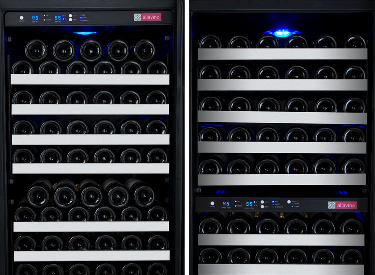 Allavino FlexCount Series 349 Bottle Tall Three Zone Side-by-Side Wine Refrigerators with Stainless Steel Doors
