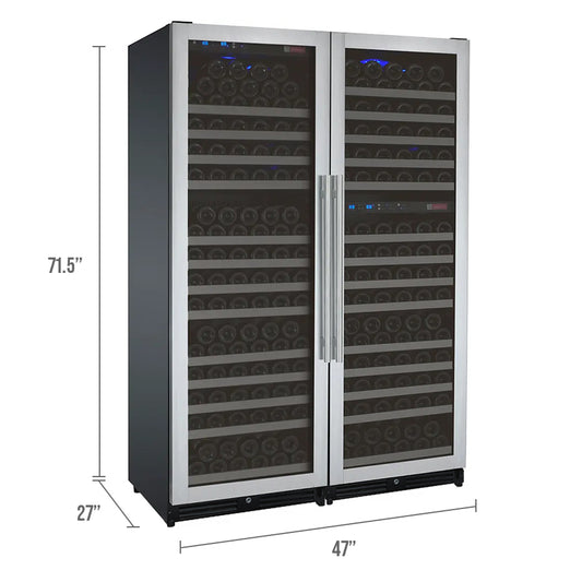 Allavino FlexCount Series 349 Bottle Tall Three Zone Side-by-Side Wine Refrigerators with Stainless Steel Doors