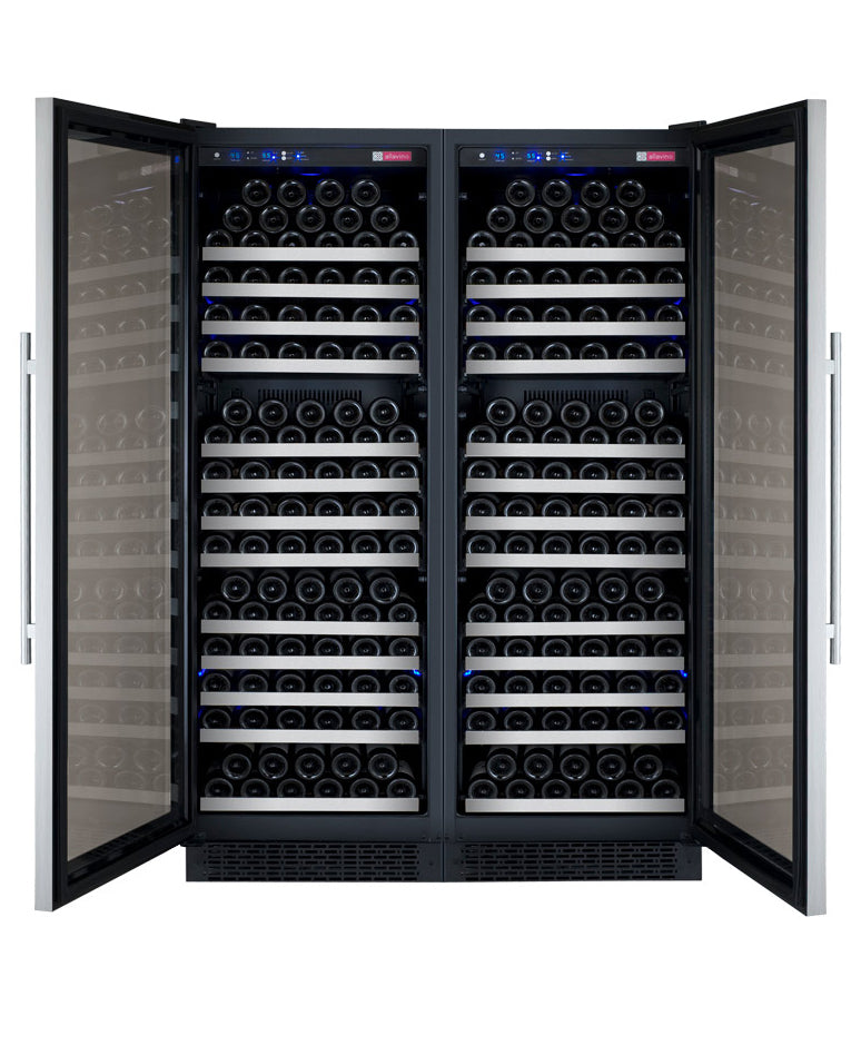 Allavino FlexCount Series 354 Bottle Dual Zone Tall Side-by-Side Wine Refrigerators with Stainless Steel Doors