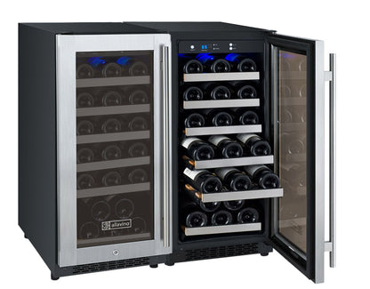 Allavino FlexCount Series 60 Bottle Dual Zone Undercounter Side-by-Side Wine Refrigerators with Stainless Steel Doors