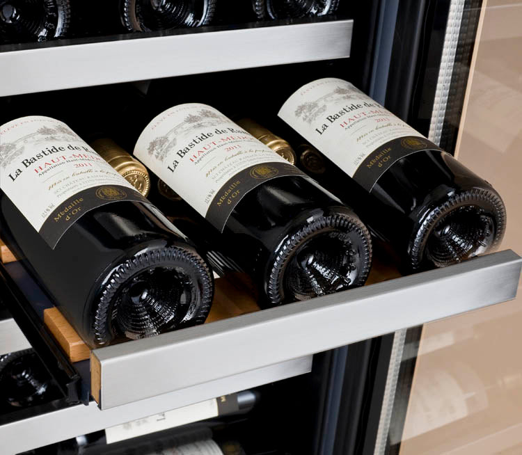 Allavino FlexCount Series 60 Bottle Dual Zone Undercounter Side-by-Side Wine Refrigerators with Stainless Steel Doors
