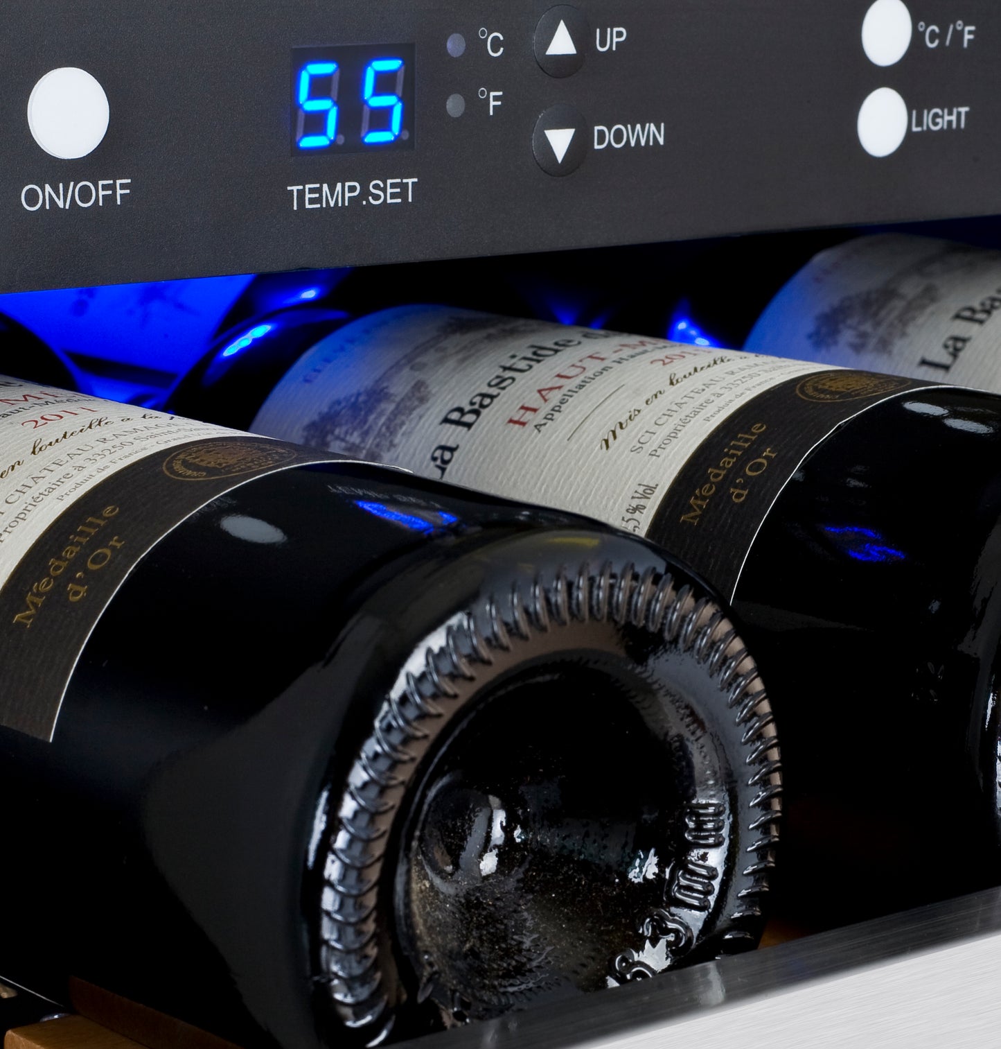 Allavino FlexCount Series 60 Bottle Dual Zone Undercounter Side-by-Side Wine Refrigerators with Stainless Steel Doors
