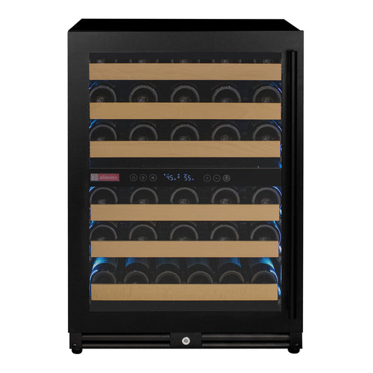 Allavino Reserva Series - 56 Bottle Dual Zone Built-in Luxury Wine Refrigerator with Black Door - Left Hinge