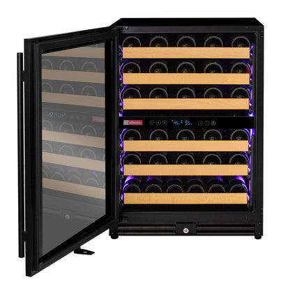 Allavino Reserva Series - 56 Bottle Dual Zone Built-in Luxury Wine Refrigerator with Black Door - Left Hinge