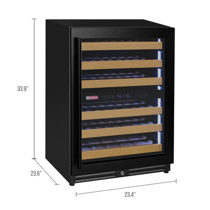 Allavino Reserva Series - 56 Bottle Dual Zone Built-in Luxury Wine Refrigerator with Black Door - Right Hinge