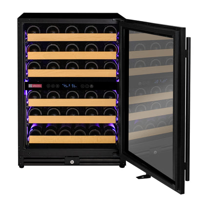 Allavino Reserva Series - 56 Bottle Dual Zone Built-in Luxury Wine Refrigerator with Black Door - Right Hinge