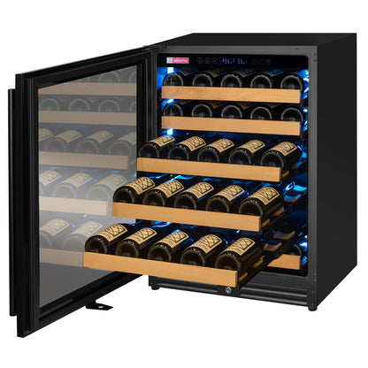 Allavino Reserva Series - 56 Bottle Single Zone Built-in Luxury Wine Refrigerator with Black Door - Left Hinge