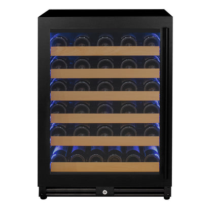 Allavino Reserva Series - 56 Bottle Single Zone Built-in Luxury Wine Refrigerator with Black Door - Left Hinge