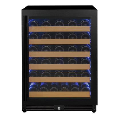 Allavino Reserva Series - 56 Bottle Single Zone Built-in Luxury Wine Refrigerator with Black Door - Right Hinge