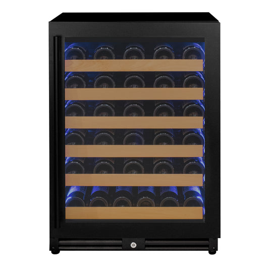 Allavino Reserva Series - 56 Bottle Single Zone Built-in Luxury Wine Refrigerator with Black Door - Right Hinge