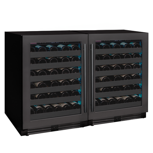 Allavino Reserva Series 100 Bottle 34-Inch Undercounter Dual Zone Side-by-Side Wine Coolers with Black Stainless Steel Doors
