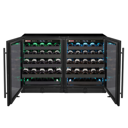 Allavino Reserva Series 100 Bottle 34-Inch Undercounter Dual Zone Side-by-Side Wine Coolers with Black Stainless Steel Doors