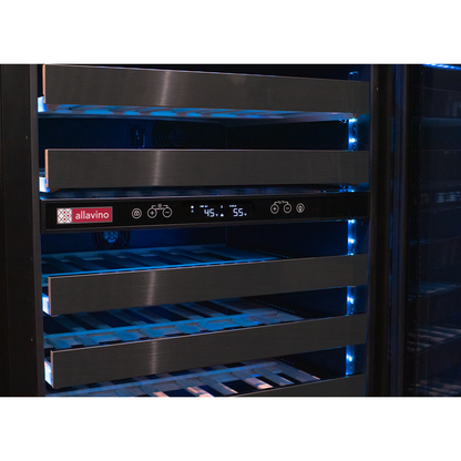 Allavino Reserva Series 100 Bottle  Undercounter - Three Zone Black Side-by-Side Wine Refrigerators with Black Stainless Steel Doors