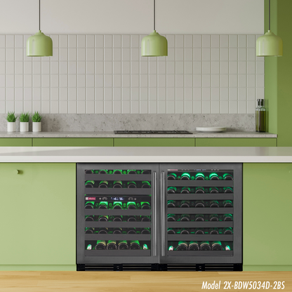 Allavino Reserva Series 100 Bottle  Undercounter - Three Zone Black Side-by-Side Wine Refrigerators with Black Stainless Steel Doors