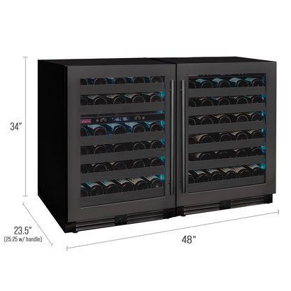 Allavino Reserva Series 100 Bottle  Undercounter - Three Zone Black Side-by-Side Wine Refrigerators with Black Stainless Steel Doors
