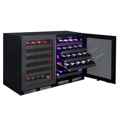 Allavino Reserva Series 100 Bottle  Undercounter - Three Zone Black Side-by-Side Wine Refrigerators with Black Stainless Steel Doors