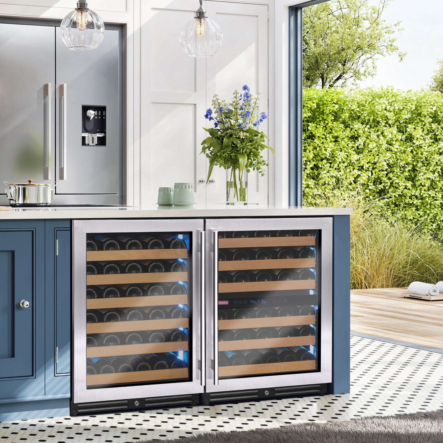 Allavino Reserva Series 112 Bottle Dual Zone Built-in Luxury Wine Refrigerator with Stainless Steel Doors - Side-by-Side