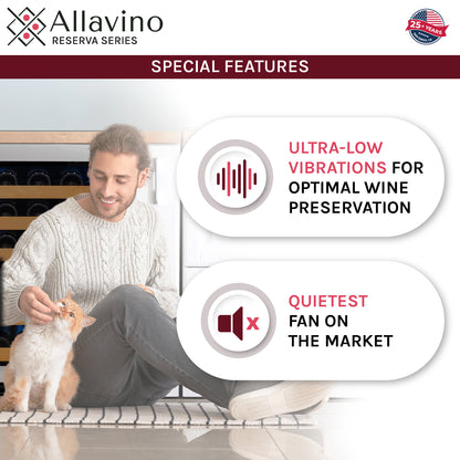 Allavino Reserva Series 112 Bottle Dual Zone Built-in Luxury Wine Refrigerator with Stainless Steel Doors - Side-by-Side